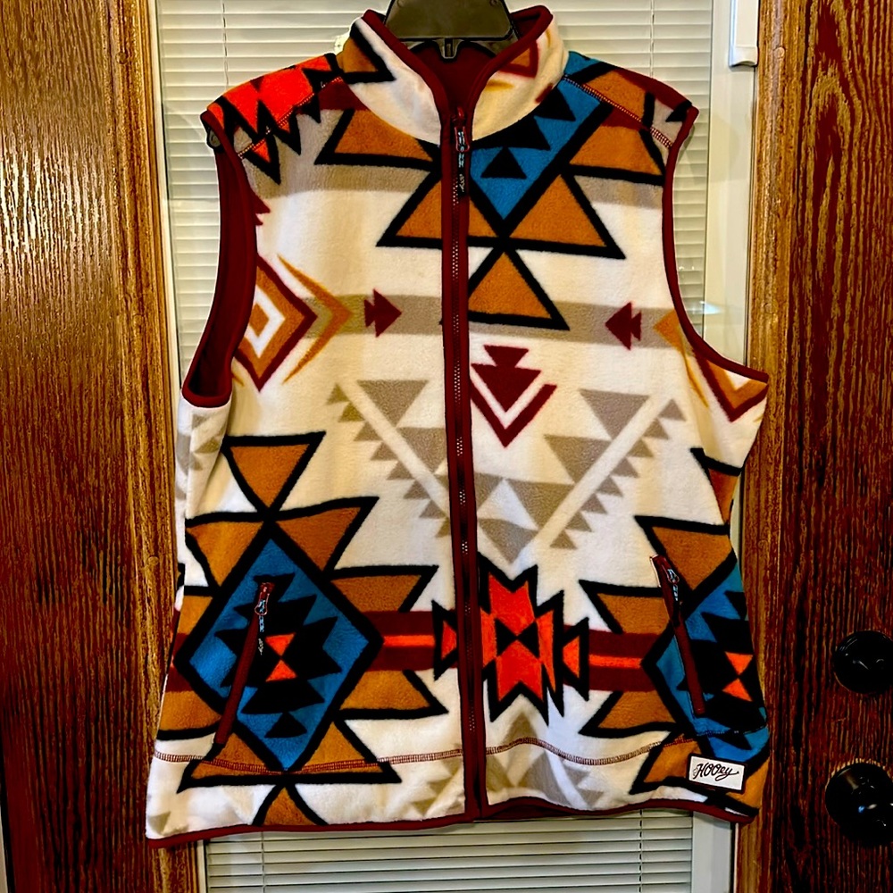 Hooey Aztec Reversible Fleece Vest Sz L EUC